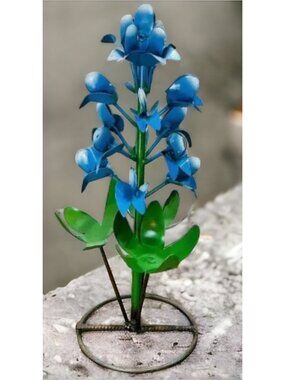Metal Bluebonnet Flower Yard Art Garden Decor